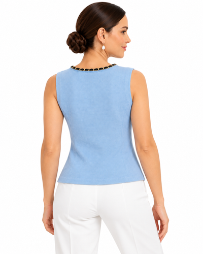 Chaleco Punto Botones Joya Azul – espalda