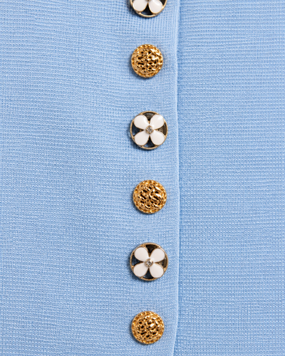 Chaleco Punto Botones Joya Azul – detalle de los botones joya