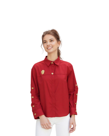 Blusa Elegante Botones Joya Rojo – de frente