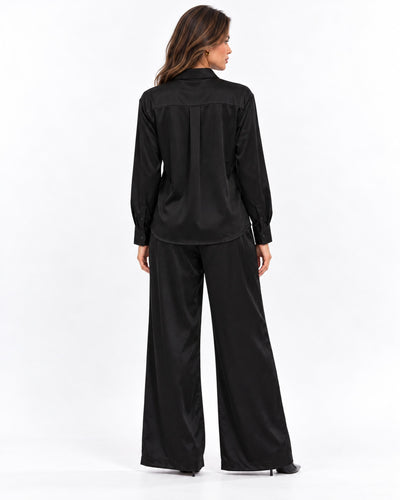 Conjunto Satén Bordado Pedrería Negro – espalda