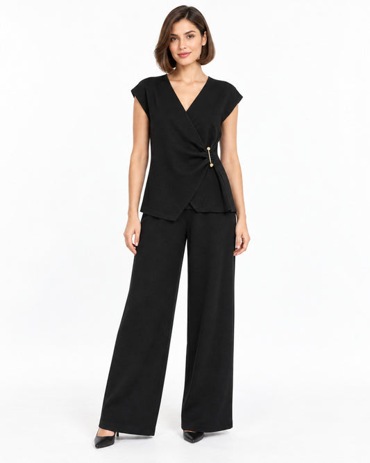 Conjunto Broche Dorado Negro – frente