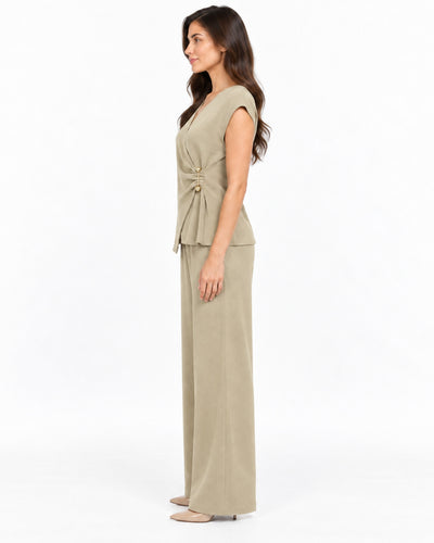Conjunto Broche Dorado Beige – lateral