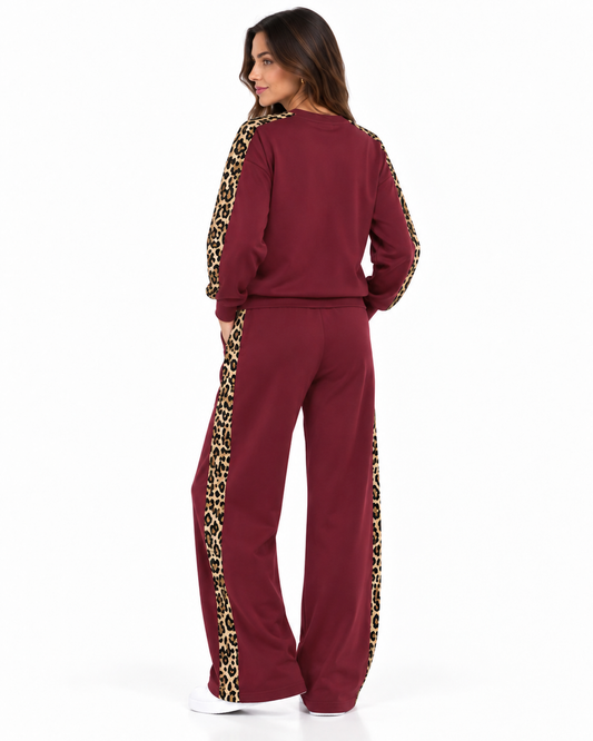 Conjunto Oso Animal Print Vino – de espalda