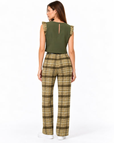 Conjunto Cuadros Top Olanes Olivo – espalda