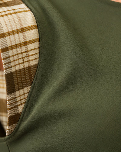 Conjunto Cuadros Top Olanes Olivo – detalle de la tela
