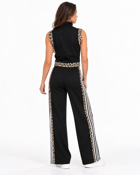 Conjunto Deportivo Franjas Animal Print Negro – espalda