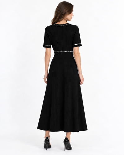 Vestido Midi Botones Joya Negro – espalda