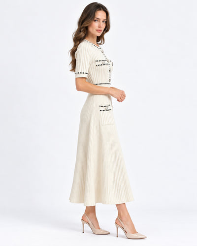 Vestido Midi Botones Joya Beige – vista lateral