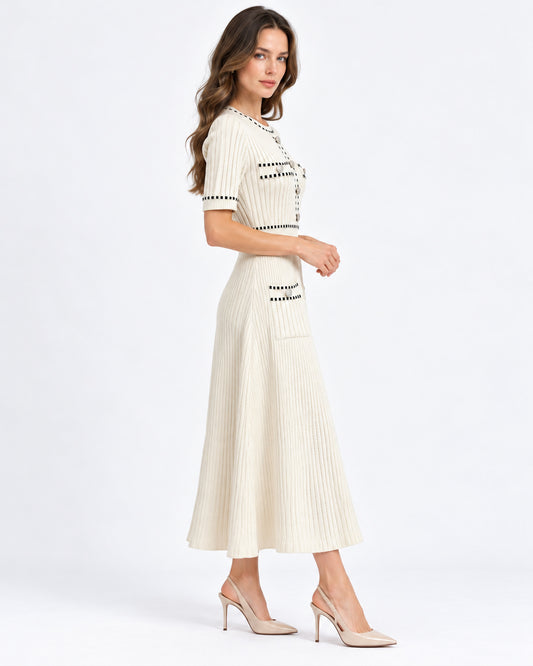 Vestido Midi Botones Joya Beige – vista lateral