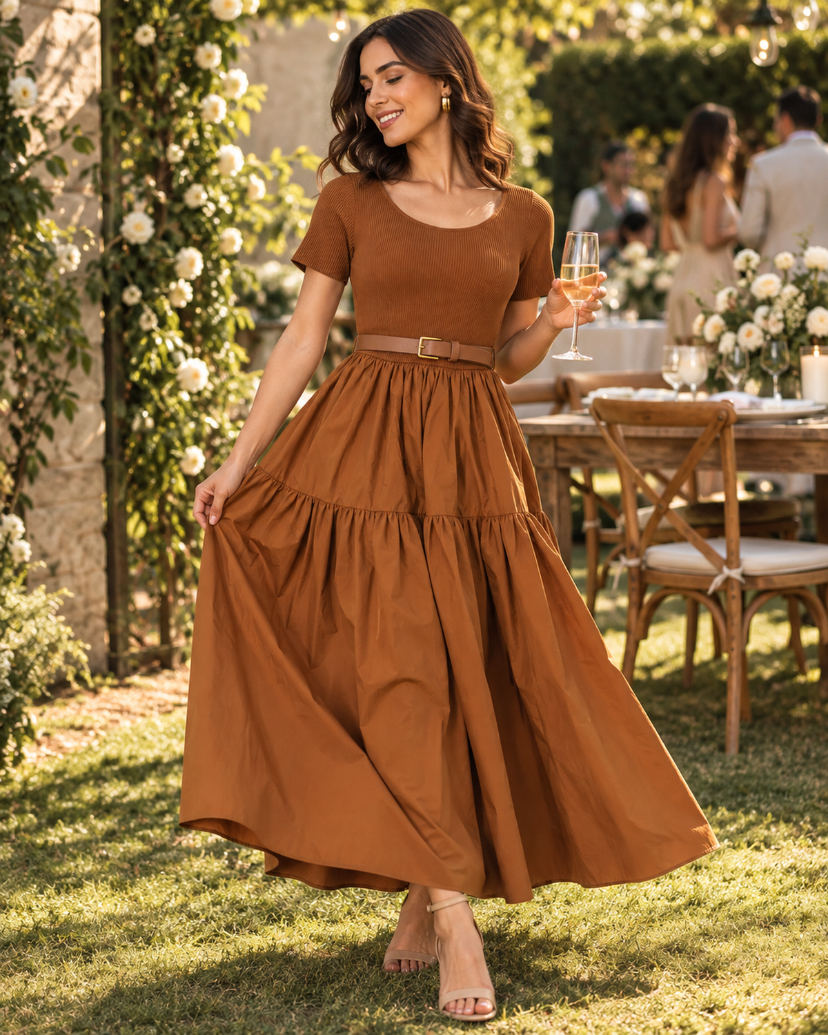 Vestido Largo Vuelo Cinturón