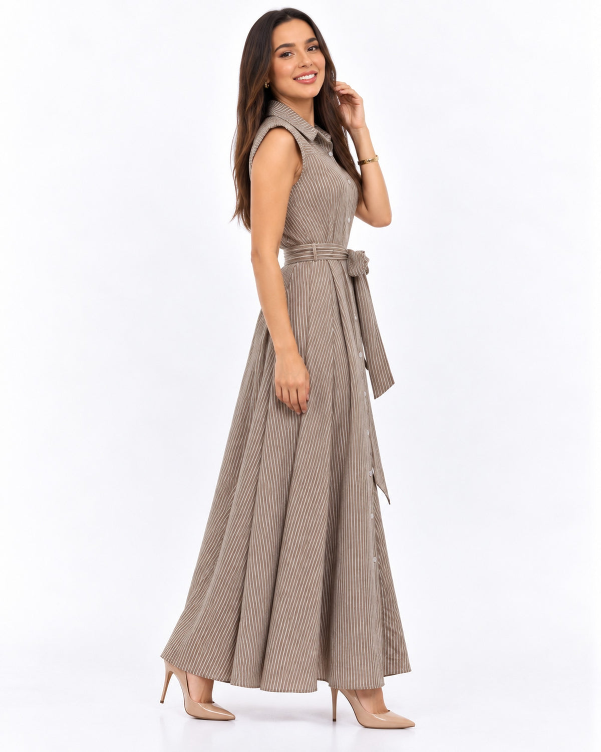 Vestido Largo Camisero Rayas