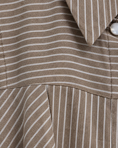Vestido Largo Camisero Rayas Beige – detalle de tela