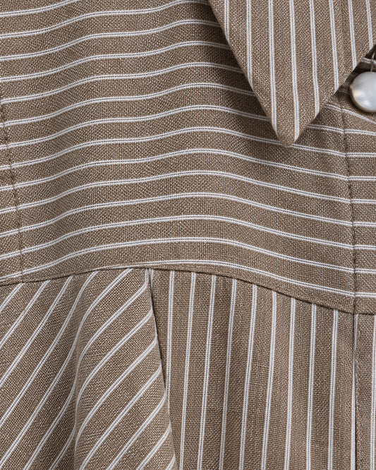 Vestido Largo Camisero Rayas Beige – detalle de tela