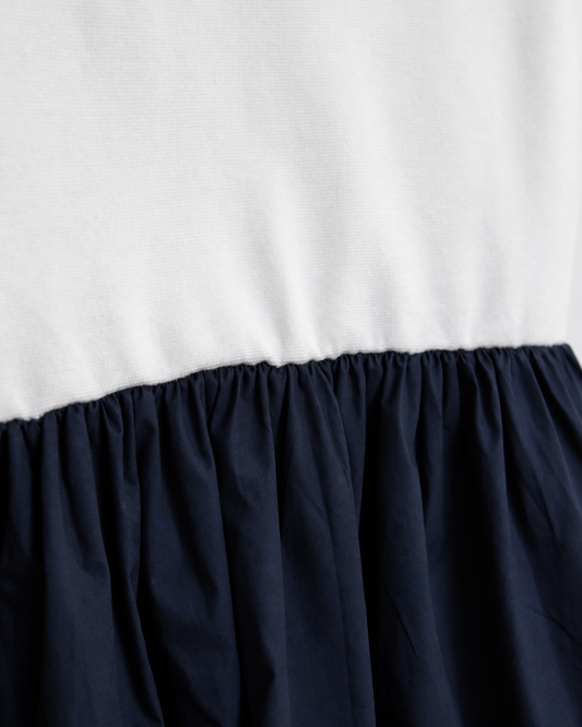 Vestido Midi Bicolor Franjas Blanco – detalle de tela