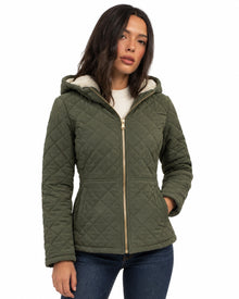 Chamarra Acolchada con Capucha Verde – frente