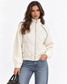 Chamarra Bomber Acolchada Punto Hueso – frente