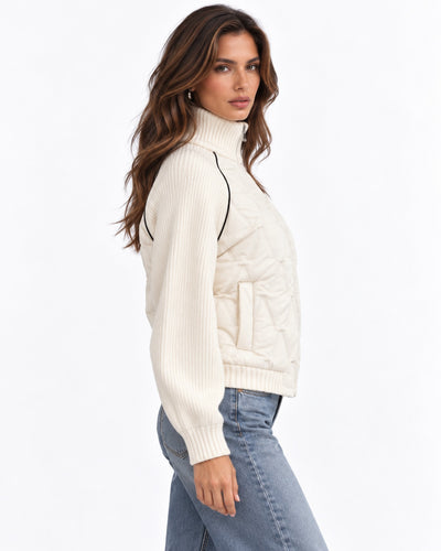 Chamarra Bomber Acolchada Punto Hueso – cuerpo completo