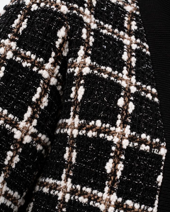 Abrigo Tweed Cuadros Negro – detalle de tela