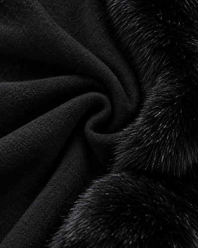 Capa Ribete de Pelo Negro – detalle de tela