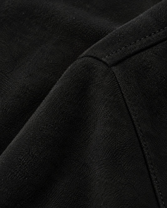 Chamarra Corta Abotonada Negro – detalle de tela