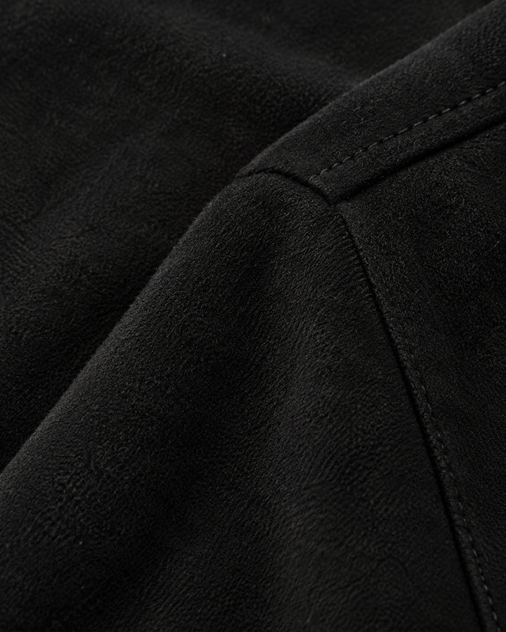 Chamarra Corta Abotonada Negro – detalle de tela