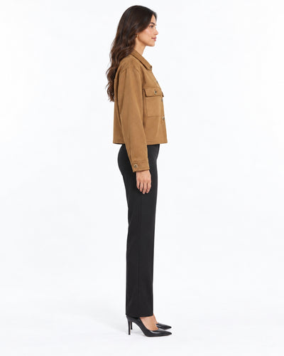 Chamarra Corta Abotonada Camel – lateral