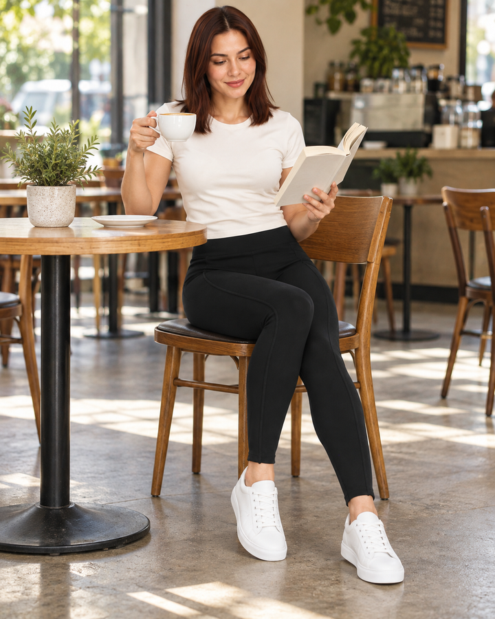 Leggins Cintura Alta Negro – look completo ambientado