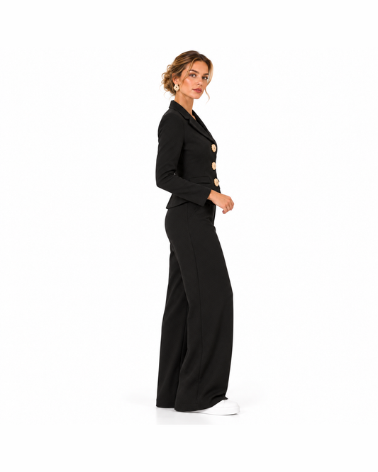 Conjunto Saco Botón Joya Negro – vista lateral