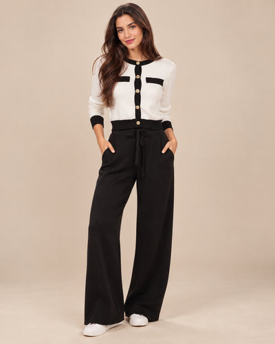 Conjunto Punto Botón Joya Negro – frente