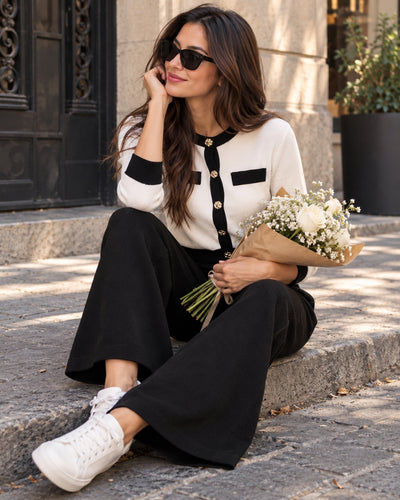 Conjunto Punto Botón Joya Negro – ambientada exterior