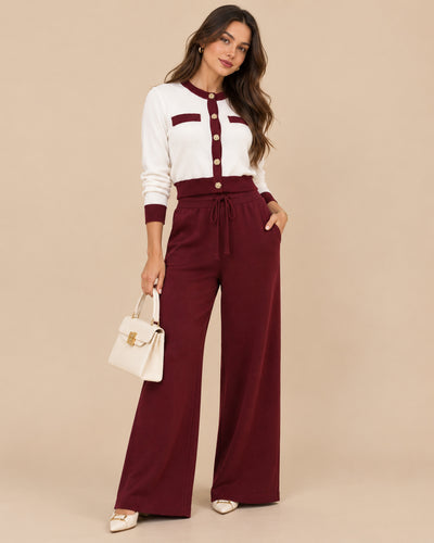 Conjunto Punto Botón Joya Vino – cuerpo completo