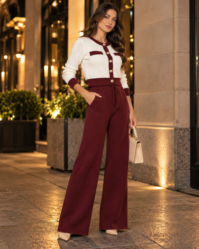 Conjunto Punto Botón Joya Vino – ambientada