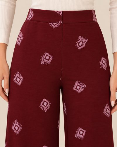 Pantalón Palazzo Estampado Vino – detalle de la prenda