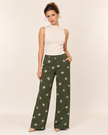 Pantalón Palazzo Estampado Olivo – de frente