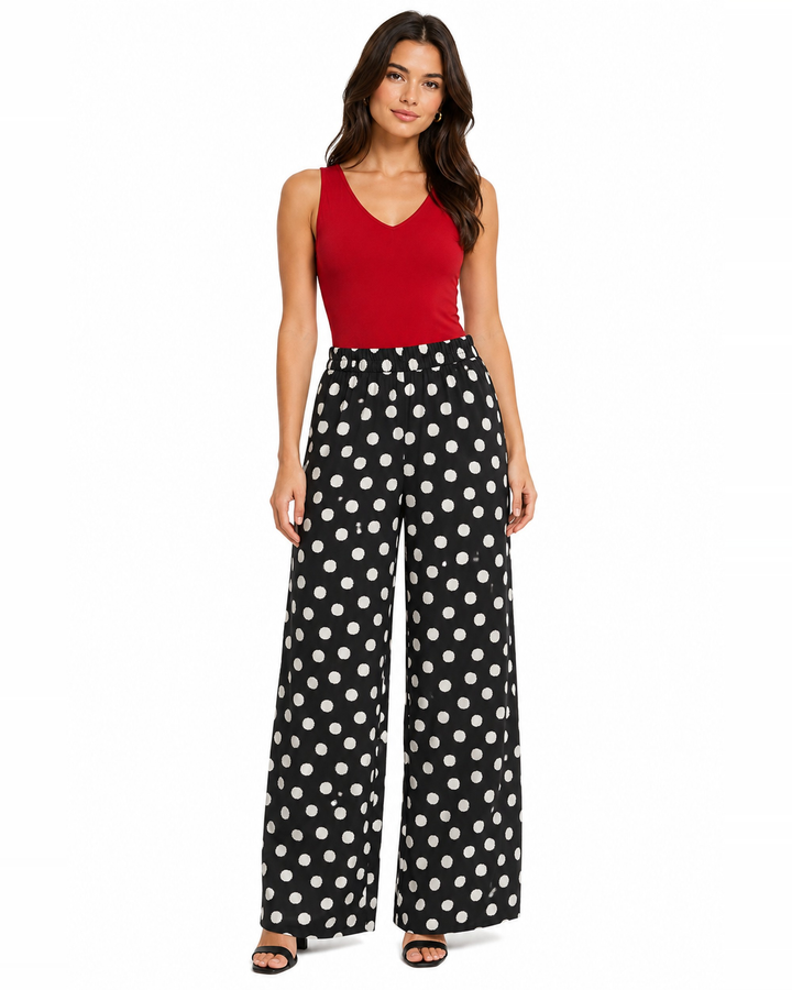 Pantalón Palazzo Lunares Negro – de frente