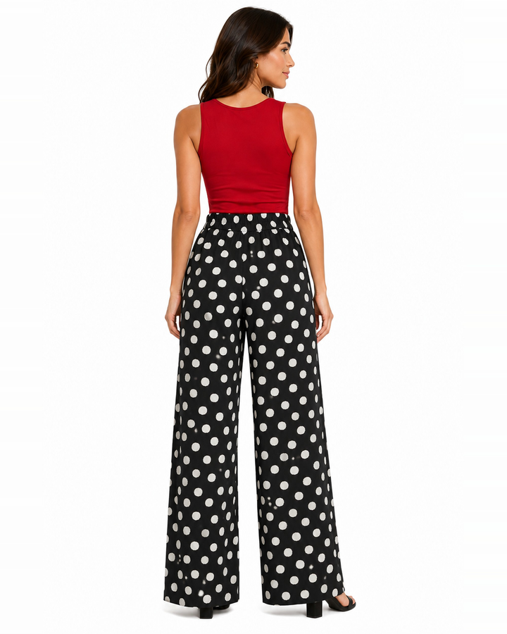 Pantalón Palazzo Lunares Negro – de espalda