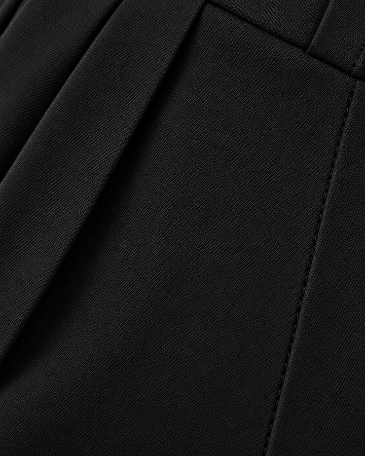 Pantalón Palazzo Pinzas Cinturón Negro – detalle de la tela