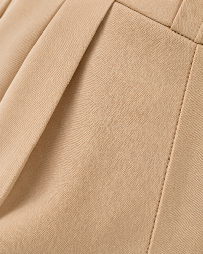 Pantalón Palazzo Pinzas Cinturón Beige – detalle de la tela