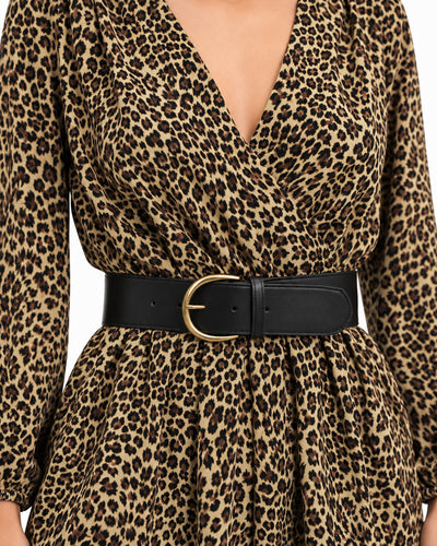 Jumpsuit Animal Print Cinturón Café – detalle de la prenda
