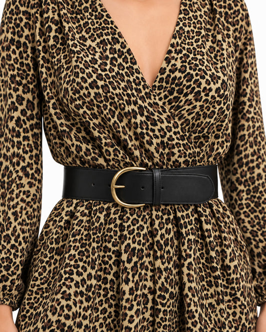 Jumpsuit Animal Print Cinturón Café – detalle de la prenda