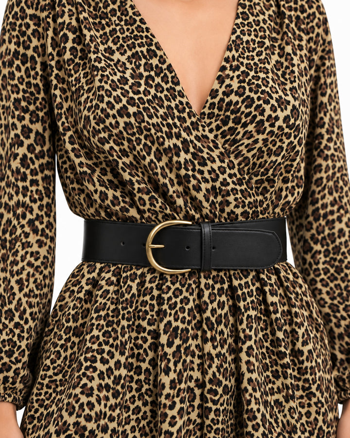 Jumpsuit Animal Print Cinturón Café – detalle de la prenda