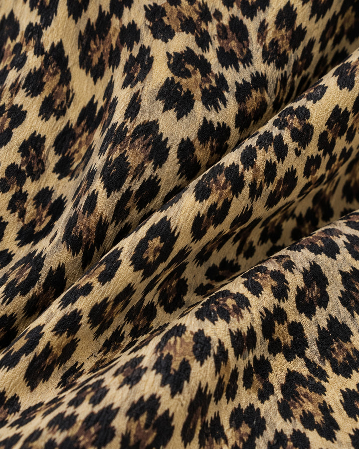 Jumpsuit Animal Print Cinturón Café – detalle de tela
