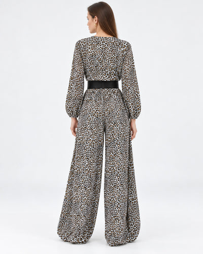 Jumpsuit Animal Print Cinturón Hueso – espalda