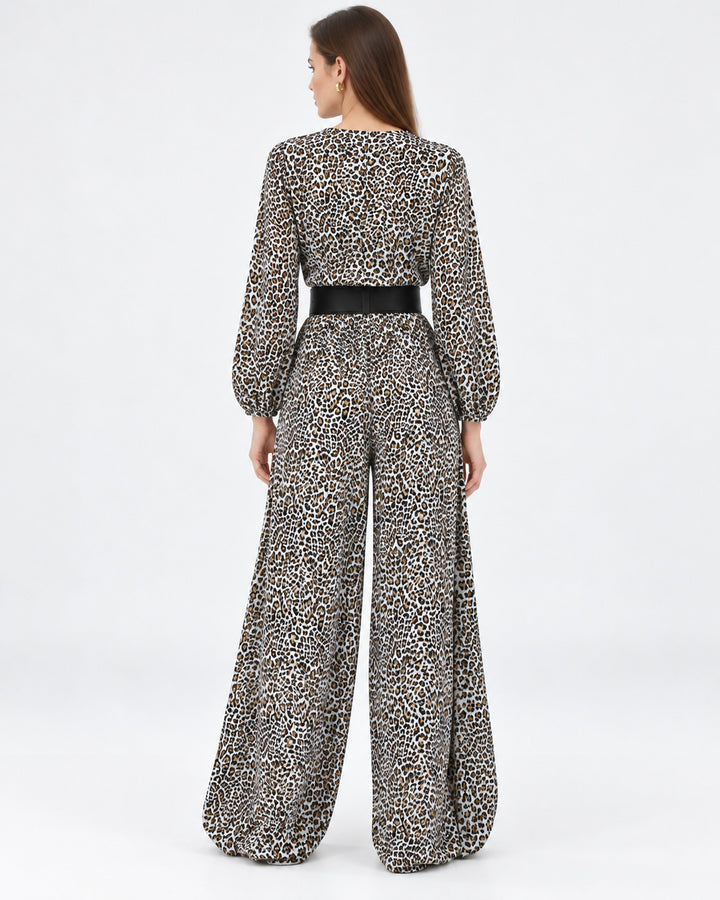 Jumpsuit Animal Print Cinturón Hueso – espalda