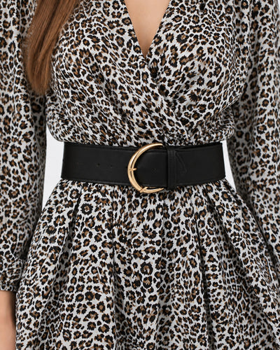 Jumpsuit Animal Print Cinturón Hueso – detalle de la prenda