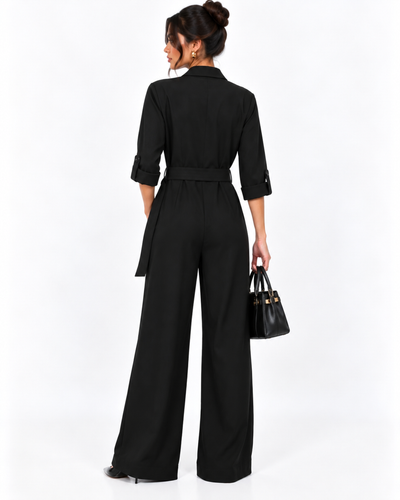 Jumpsuit Safari Cinturón Negro – de espalda