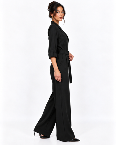 Jumpsuit Safari Cinturón Negro – de lado
