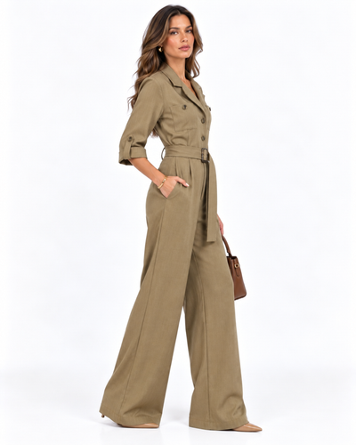 Jumpsuit Safari Cinturón Khaki – de lado