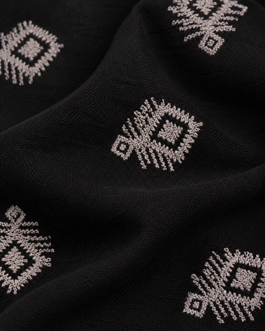 Camisa Estampado Bordado Negro – detalle de tela