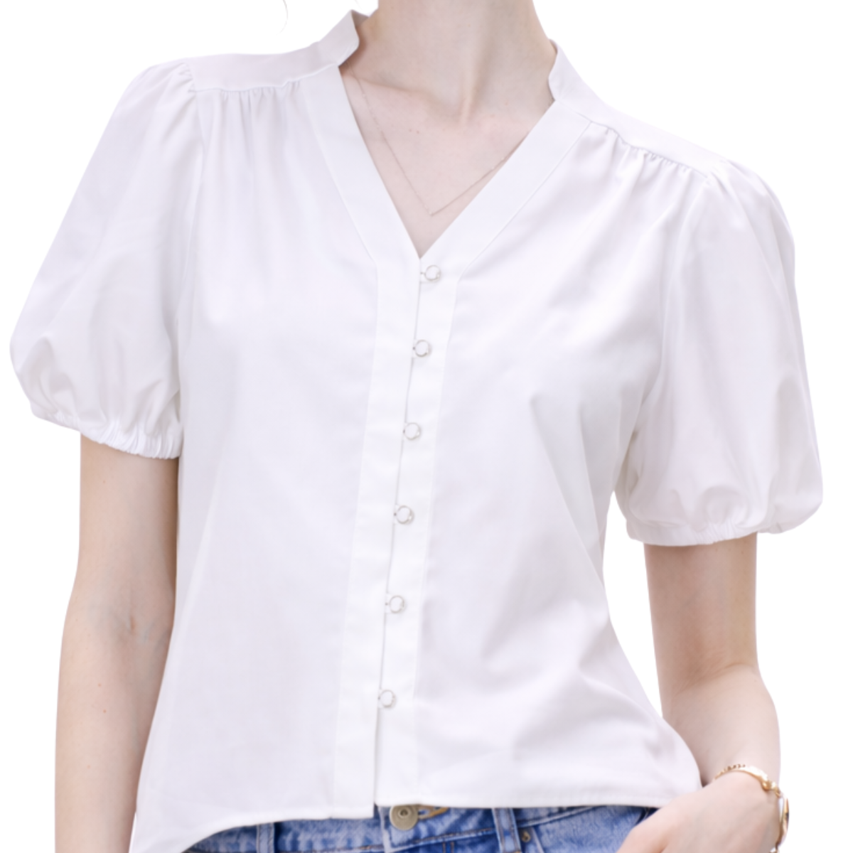 Blusa V Botones Perla